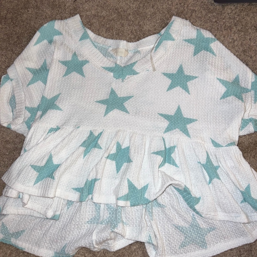 Altar’d State, xs, Blue and white star crop